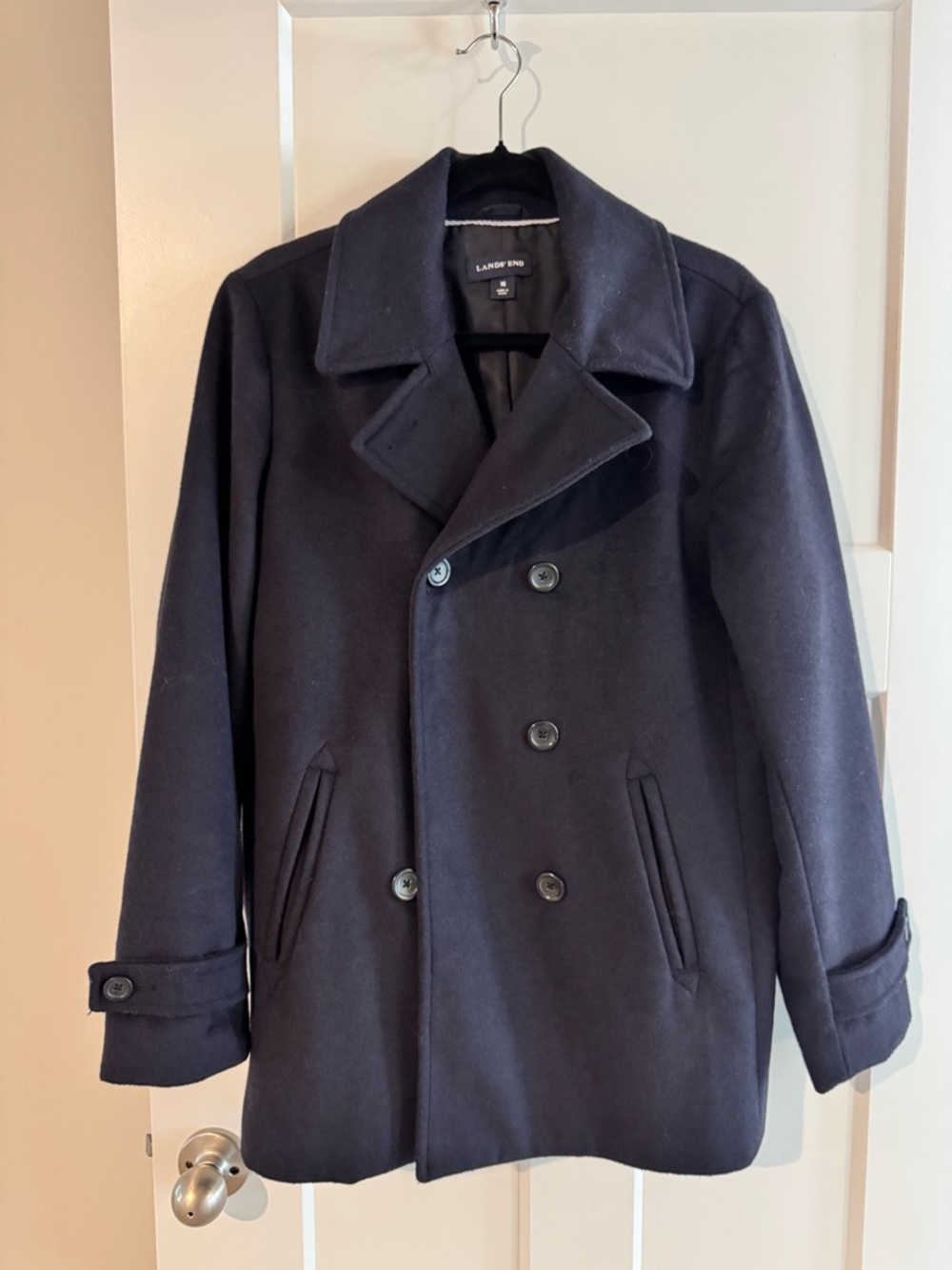 Lands' End Women's Double-Breasted Pea Coat in Navy